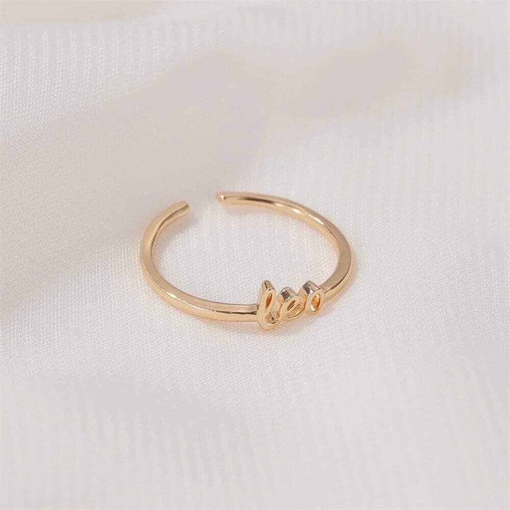 Zodiac Sign Minimalist Boho Text Astrology Ring - Picture 8 of 16